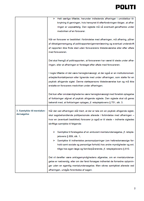 Side 2 - Bilag 4 - Vejledning om registrering i POLSAS af mentalerklæringer