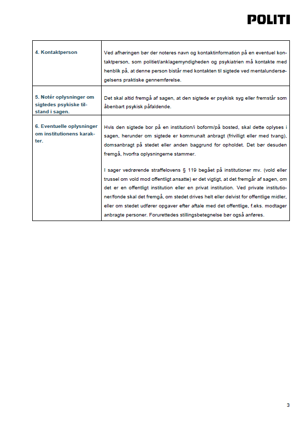 Side 3 - Bilag 4 - Vejledning om registrering i POLSAS af mentalerklæringer