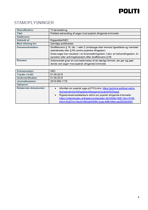 Side 4 - Bilag 4 - Vejledning om registrering i POLSAS af mentalerklæringer